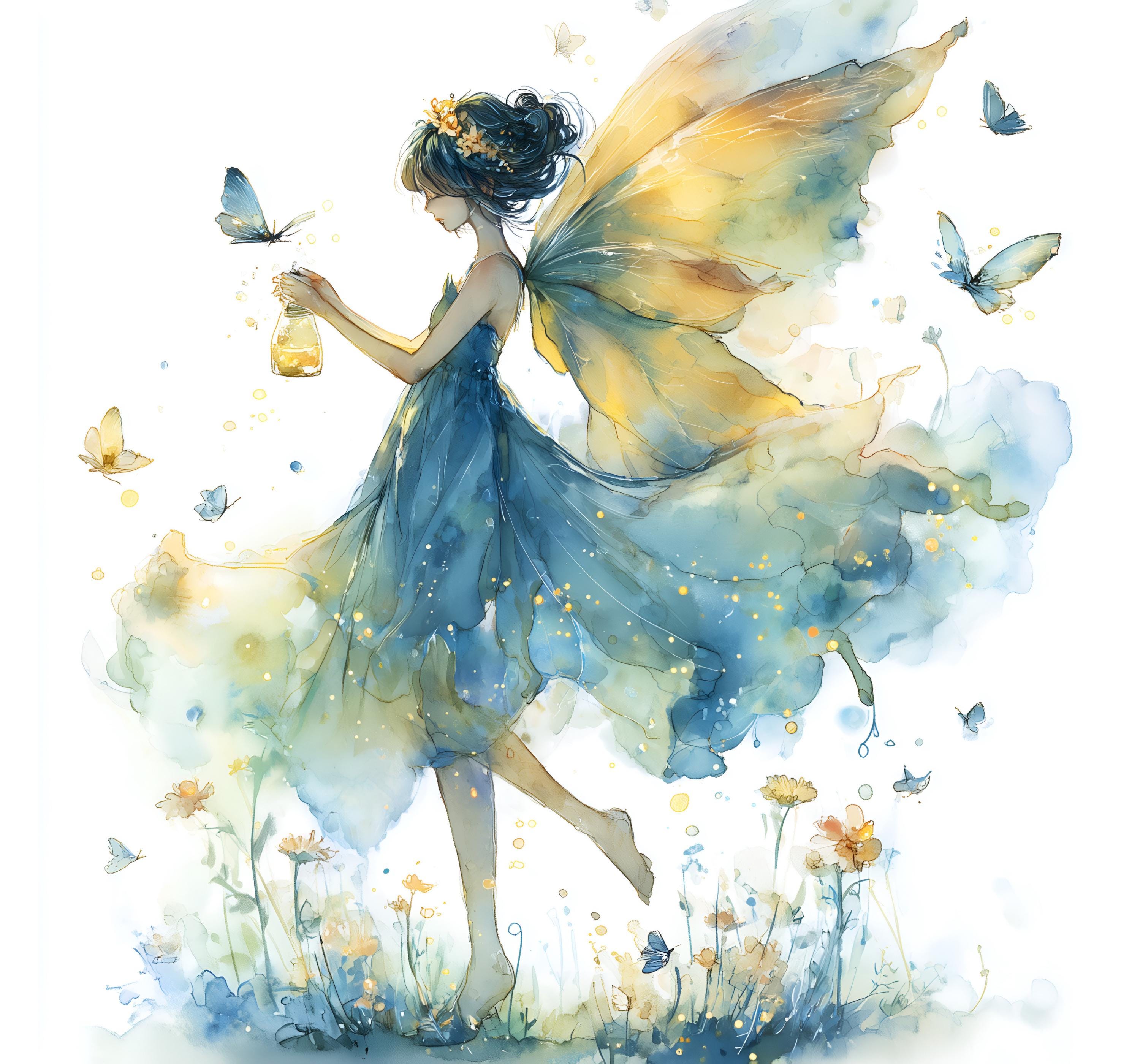 Floral Fairy Clipart Bundle | 20 JPG Watercolor Fairy Images | Magical ...