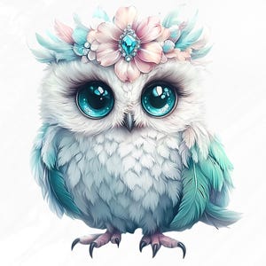 Cute Owl Clipart Bundle, Watercolor Floral Owls PNG, Baby Owl Clip Art ...