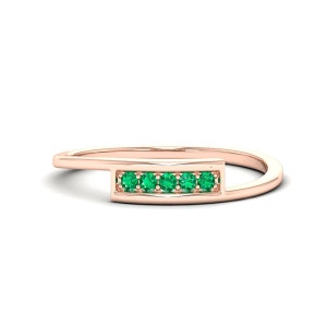 Natural Emerald 14K Yellow Gold Ring Women Green Gemstone Promise Ring 925 Silver May Birthstone Minimalist Ring Thin Band Anniversary Ring