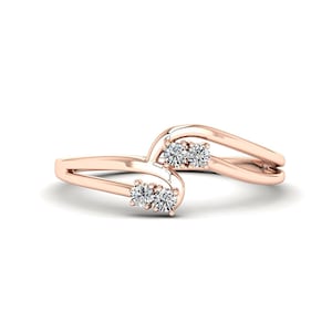 Solid 14K Gold Diamond Ring, Dainty Engagement Ring, Minimalist Ring for Women, Thin Delicate Ring, Rose Gold Stacking Ring, Gift For Her