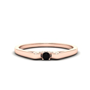 Natural Onyx Solitaire Ring Women Black Gemstone Ring 14K Rose Gold December Birthstone Dainty Stacking Ring Minimalist Silver Promise Ring