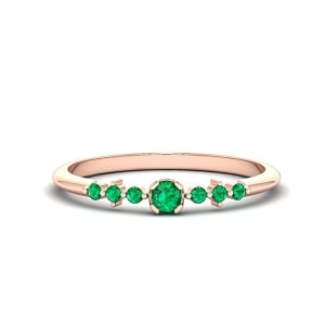 Natural Emerald Matching Band, 14K Gold Engagement Ring, Emerald Gemstone Ring Women, Delicate Green Stacking Ring, Wedding Anniversary Gift