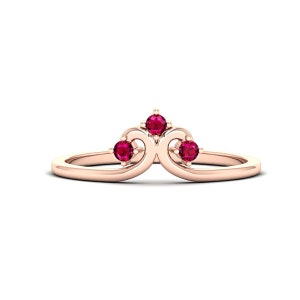 3 Stone Natural Ruby Ring 14K Gold Pink Gemstone Ring for Women Minimalist Dainty 925 Silver Ring Art Deco Filigree Promise Anniversary Ring