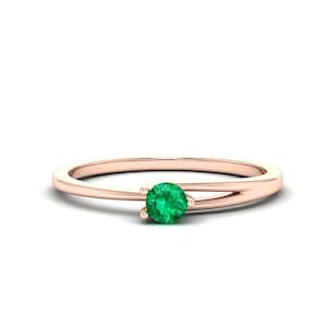 Emerald Ring Women 14K Gold Green Gemstone Engagement Ring Simple Solitaire Vintage Promise Ring 925 Silver Anniversary Antique Wedding Band