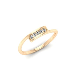 Colorless Moissanite Wedding Band for Women, 14K Solid Gold Stackable Anniversary Ring, Dainty Bridal Ring available in Rose and White Gold