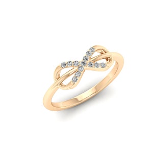 Love Knot Ring in Sterling Silver with Moissanite, Promise Knot Ring for Her, Infinity Engagement Ring for Women, Unique Dainty Wedding Band