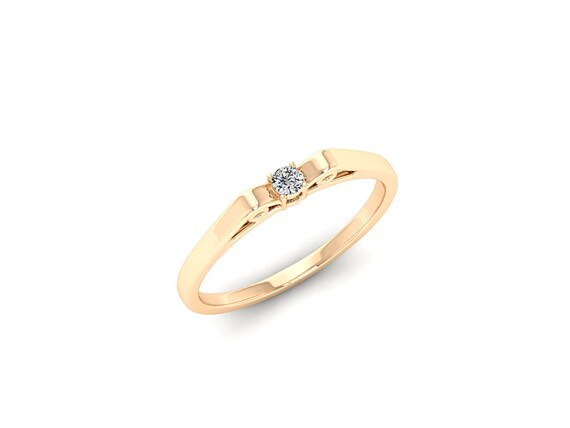 Solitaire Diamond Engagement Ring Simple Engagement Ring Diamond,  Minimalist Engagement Ring, 14K Rose Gold Engagement Ring Gift for Women 