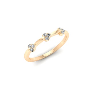 Unique Heart Shaped Cluster Ring for Women, Colorless Moissanite Anniversary Ring, Sterling Silver Stacking Dainty Ring, Gift for Girlfriend