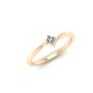 14K Solid Rose Gold Elegant Stackable Thin Band Dainty Ring for Women, Moissanite Cluster Ring, Stackable Silver Ring, Holiday Gift for Her