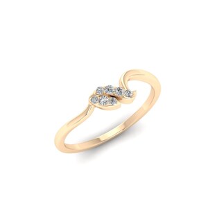 Simple Moissanite Ring for Women, Dainty Promise Ring, Leaf Engagement Ring, Elegant Art Deco Thin Wedding Band, 925 Silver Anniversary Ring