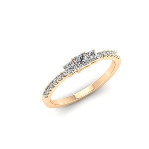 Princess Cut Moissanite Engagement Ring for Women, Half Eternity Stacking Ring Sterling Silver, Unique Bridal Wedding Band, Anniversary Gift