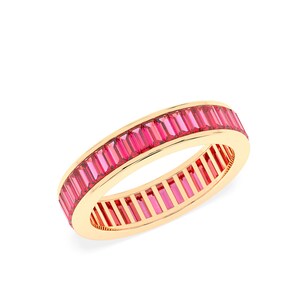 Rubin Baguette Eternity Band – Vermeil aus Gelbgold, 10k, 14k, 18k Ring