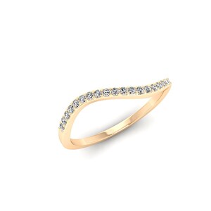 Sterling Silver Half Eternity Curved Wedding Band for Women, Round Colorless Moissanite Bridal Stacking Ring, Minimalist Dainty Promise Ring