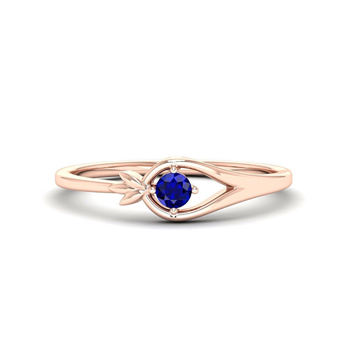 September Rings Solid Gold Sapphire Ring, September Birthstone Stacking Ring - Etsy