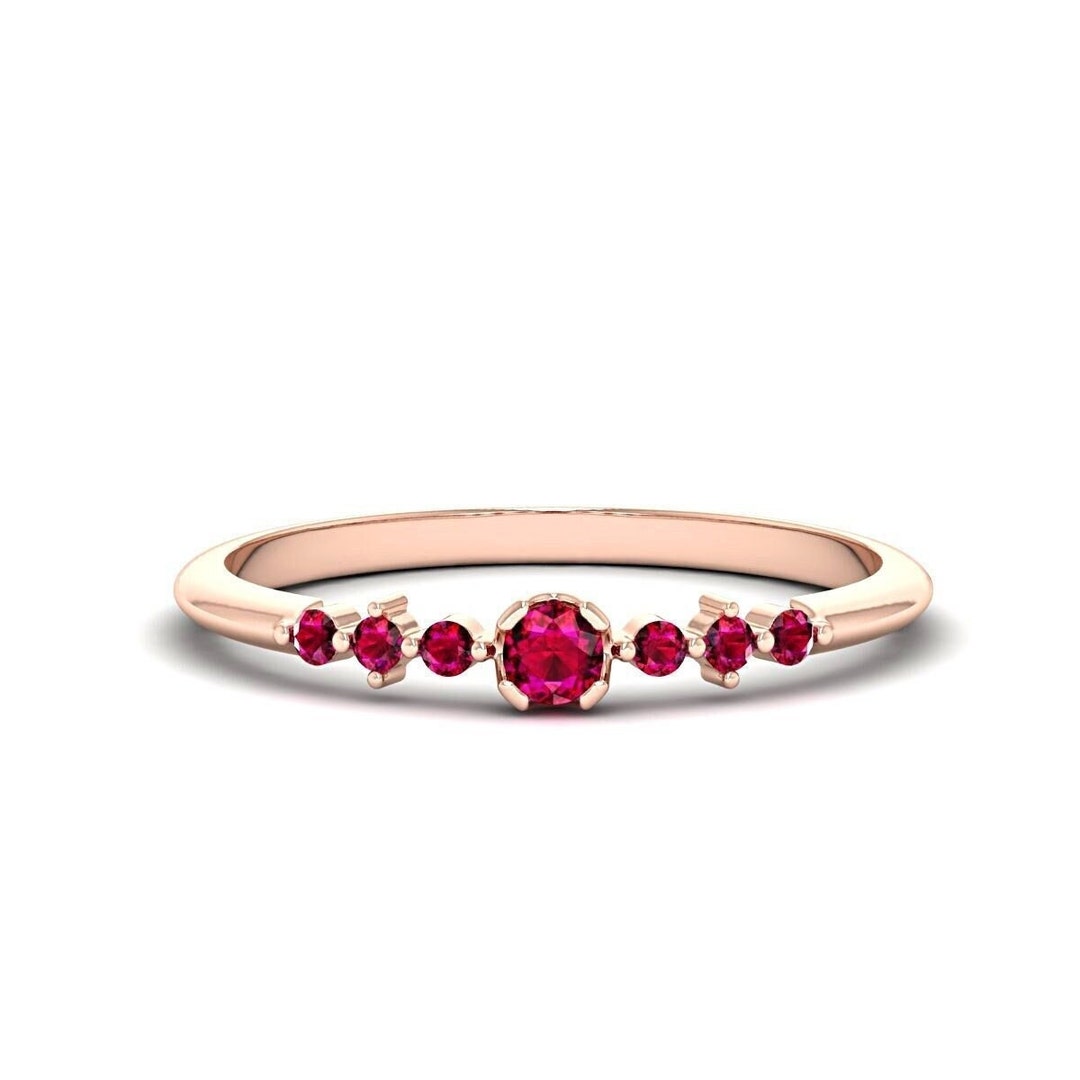 gold ruby ring stackable gold ring july ring natural... 14K Gold Thin Band Ruby Ring, July Birthstone - Etsy