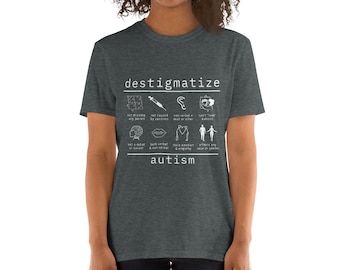 DESTIGMATIZE AUTISM, gray Short-Sleeve Unisex Autism Pride T shirt