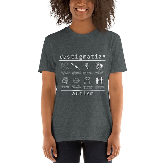 DESTIGMATIZE AUTISM, gray Short-Sleeve Unisex Autism Pride T shirt