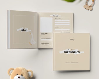 Babytagebuch "My first memories"  - Erstes Lebensjahr eures Babys festhalten. Babyalbum ab 0 Jahre, Geschenk zur Geburt - Meilensteine