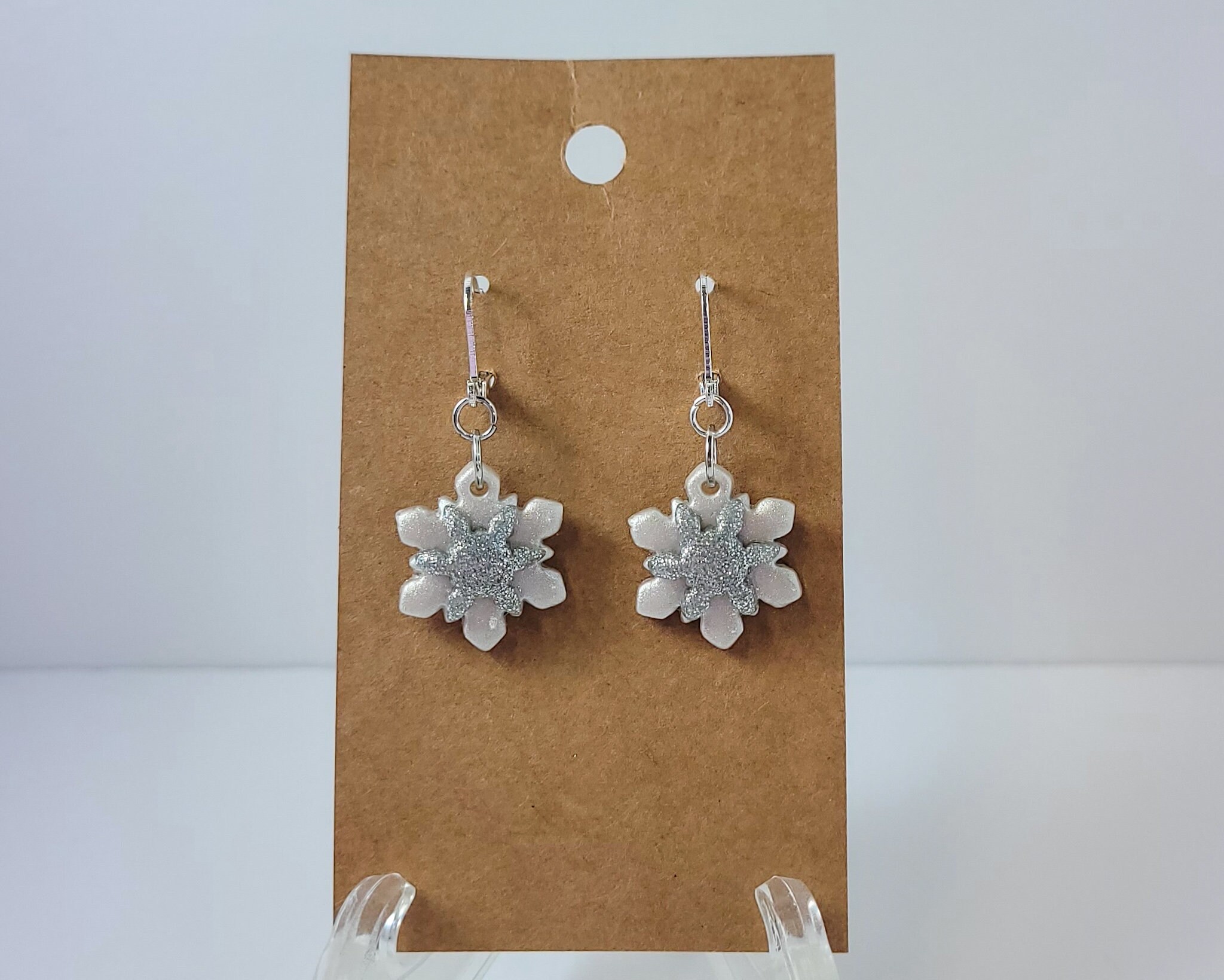 Boucles D'oreilles Goutte Flocon De Neige Cristal Nolan Miller - Occasion Argenté