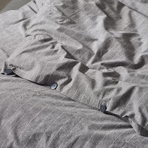 100% Cotton Duvet Cover Set, Single, Double And King Bed Duvet Cover Set, Gray Striped Minimal shops Bedding Set