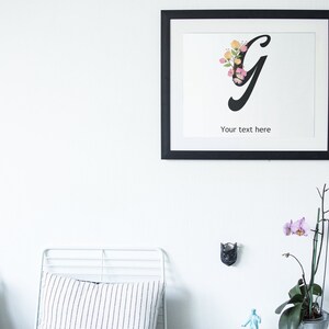 Descarga digital Archivo JPEG imprimible Decoración de habitación infantil para niña Arte de pared Alfabeto floral bonito Aprendizaje educativo