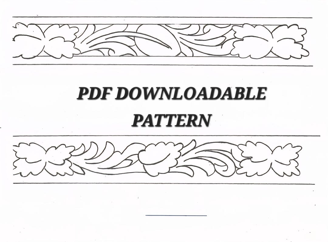 Western Floral Belt Tooling Pattern – Hand Drawn Leathercraft Design ...