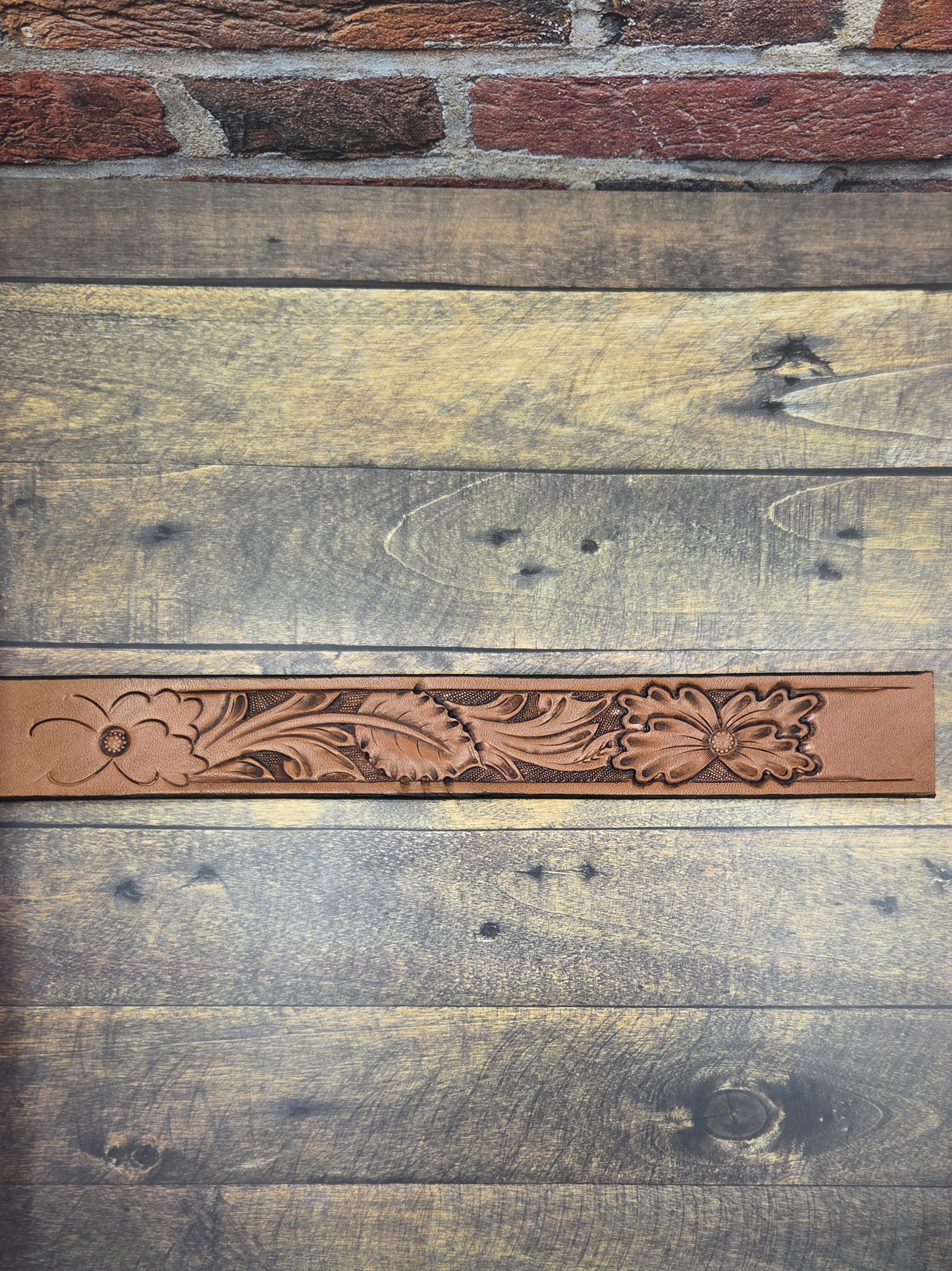 Western Floral Belt Tooling Pattern – Hand Drawn Leathercraft Design ...