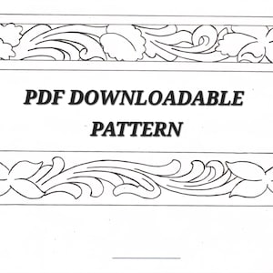 Western Floral Belt Tooling Pattern – Hand Drawn Leathercraft Design (PDF Download) Pattern #002