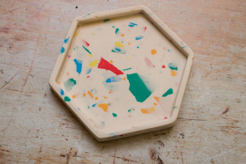 Rainbow Collection Terrazzo Hexagon Coaster Tray