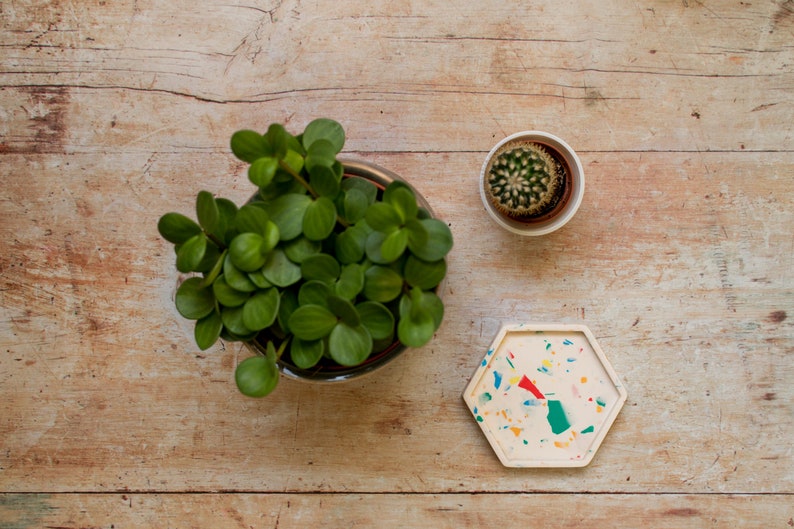 Rainbow Collection Terrazzo Hexagon Coaster Tray