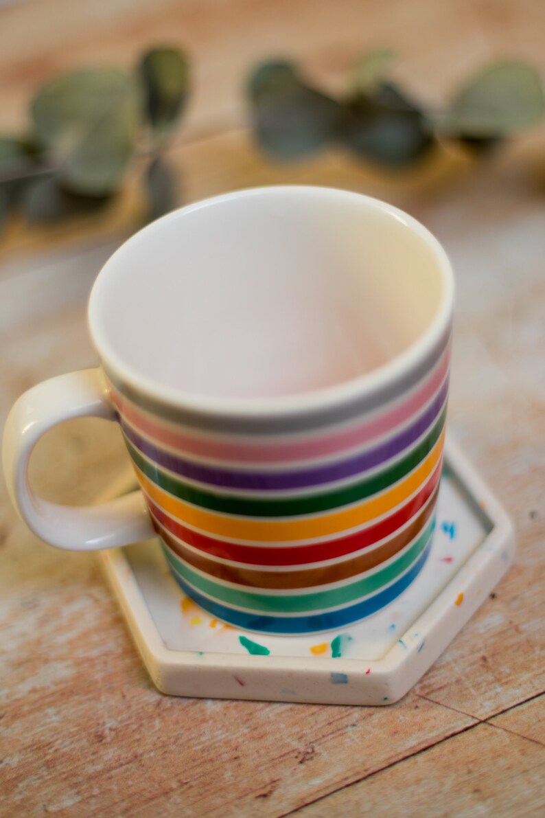 Rainbow Collection Terrazzo Hexagon Coaster Tray