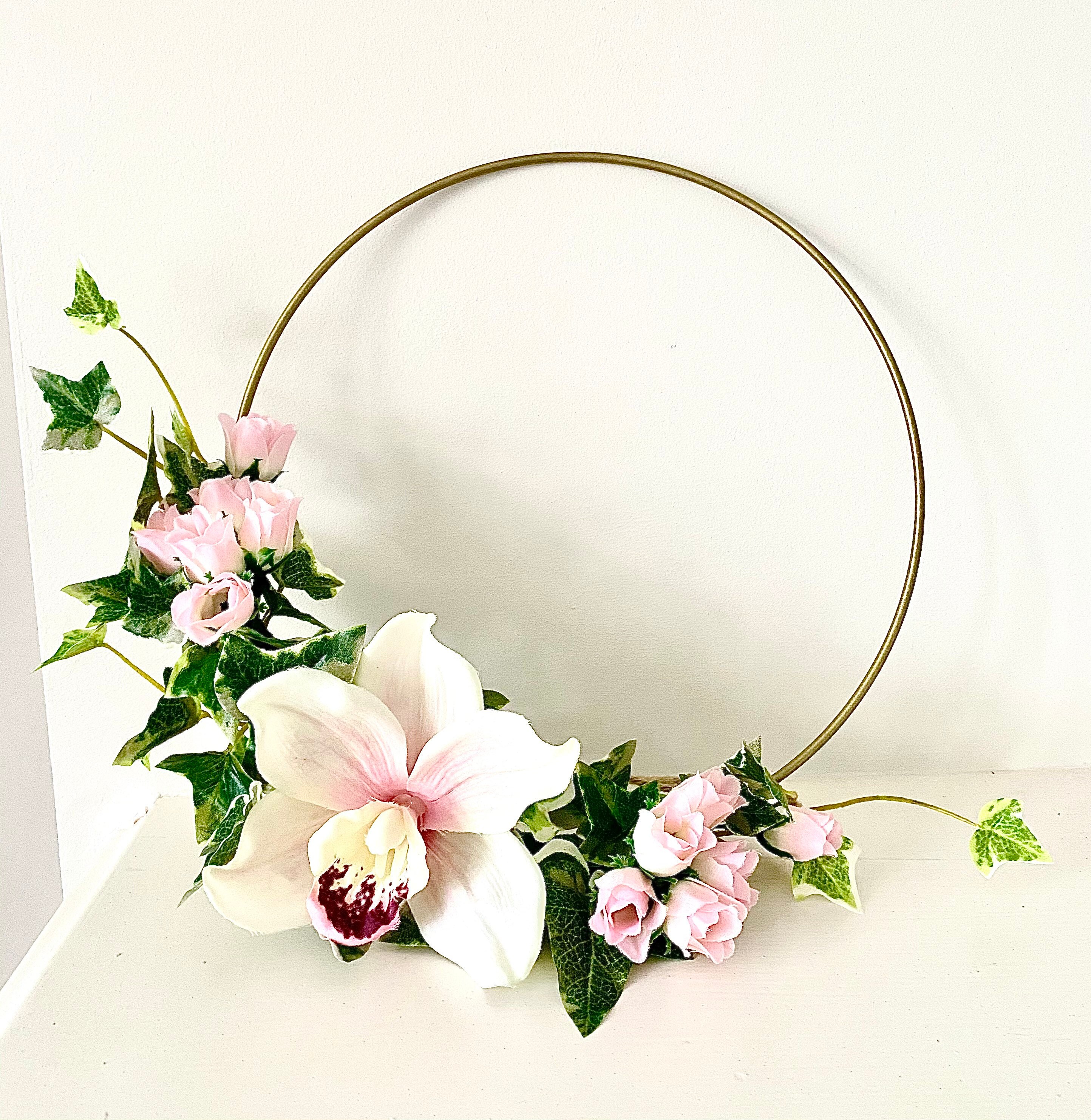 Faux Flower Hoop Floral Artificial Ring Wreath Home Decor Pink Etsy UK