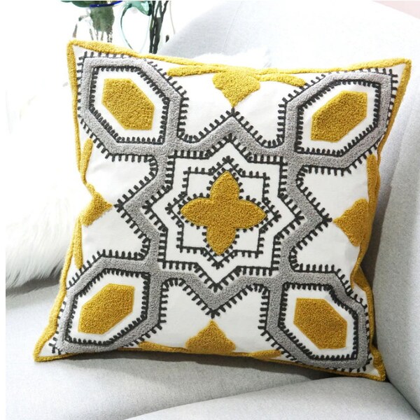 Yellow Grey Pillow Etsy