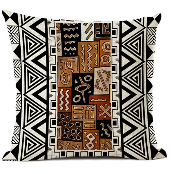 African ethnic pillow covers / Geometric Cushion Cover / Portrait decorative cushions / 18x18 cotton linen African Woman throw pillows