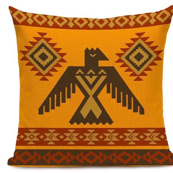 Boho Chic Mid Century Decorative Pillow Cover, Bohemian Ethnic Aztec Home decor Pillowcases, Throw Pillow, Accent Pillow, linen cushions