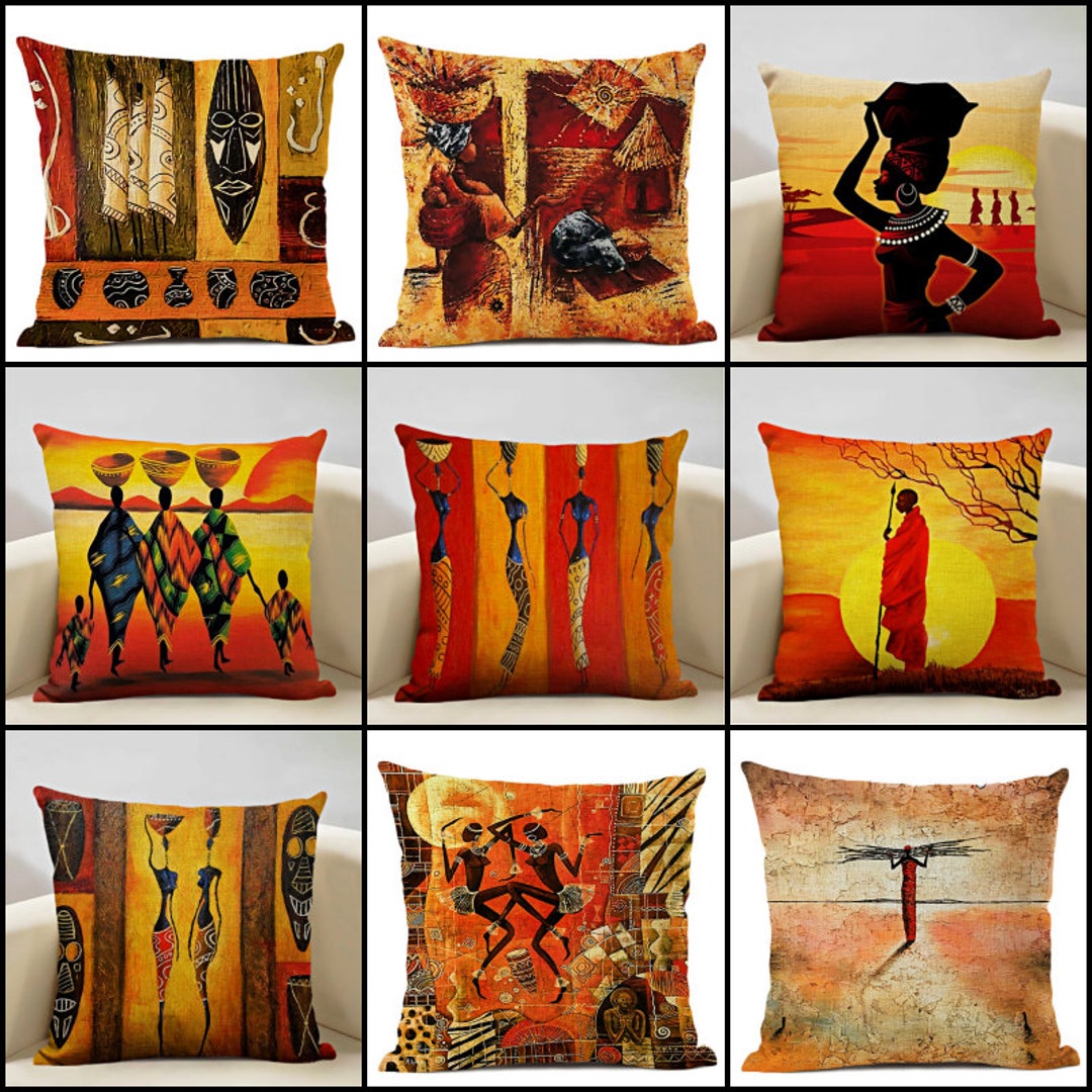 Africa Oil Painting Art Decorative Pillow Covers / African Ethnic
