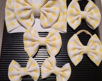 Sunflower plaid bows and headwrap