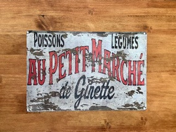 Appartement d'art Mural en Aluminium Au Petit Marché 30cm X 20cm. Rétro Reproduction