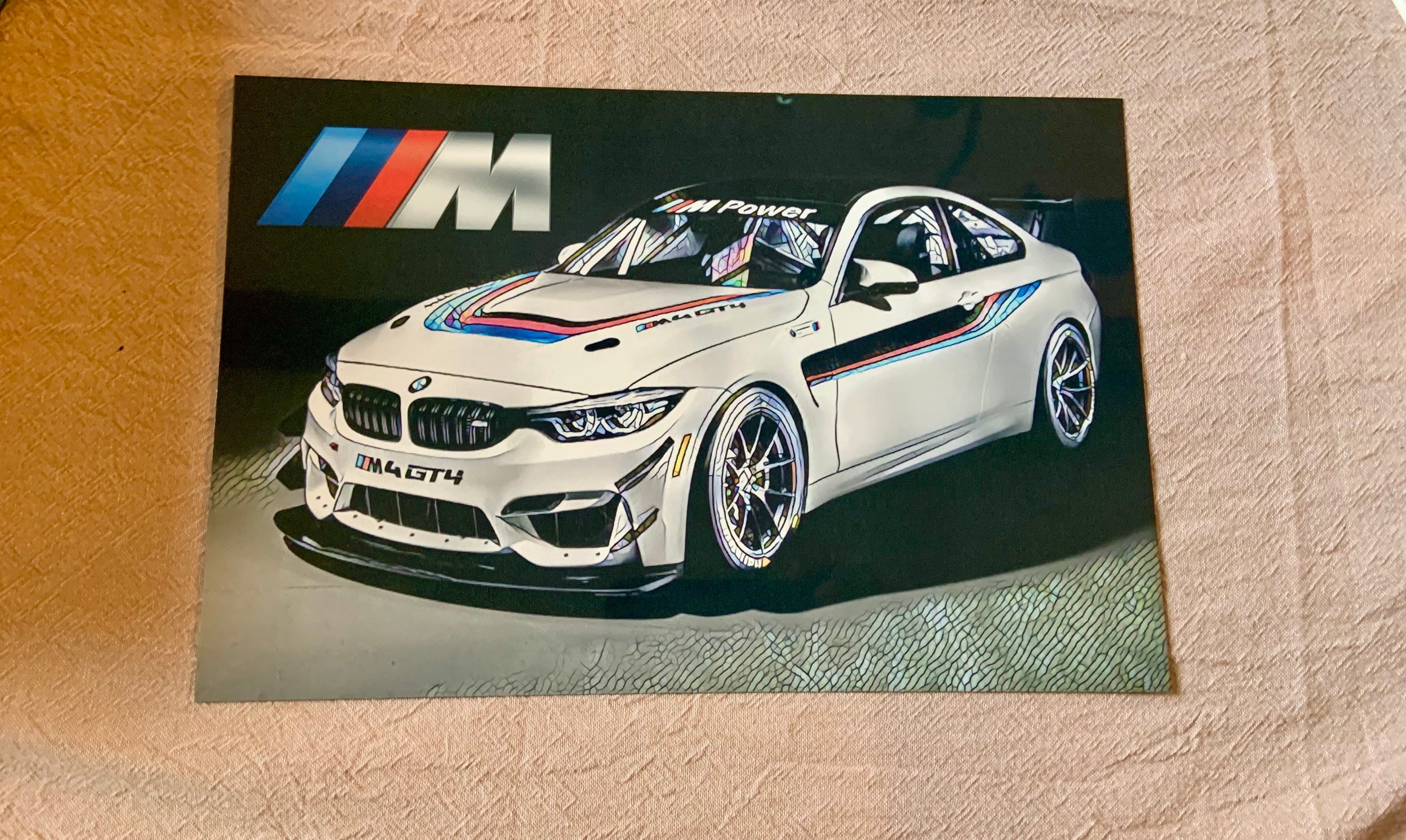 Plaque d'art Mural en Aluminium de Style Cubique Bmw M4 Gt4