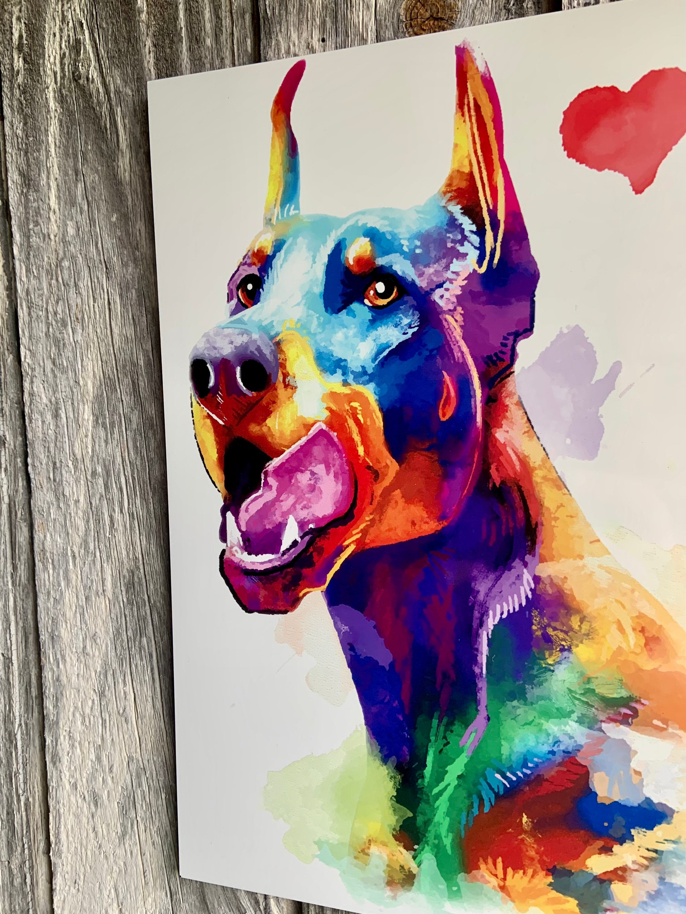 Plaque d'art Mural en Aluminium de L'arc-En-Ciel Doberman