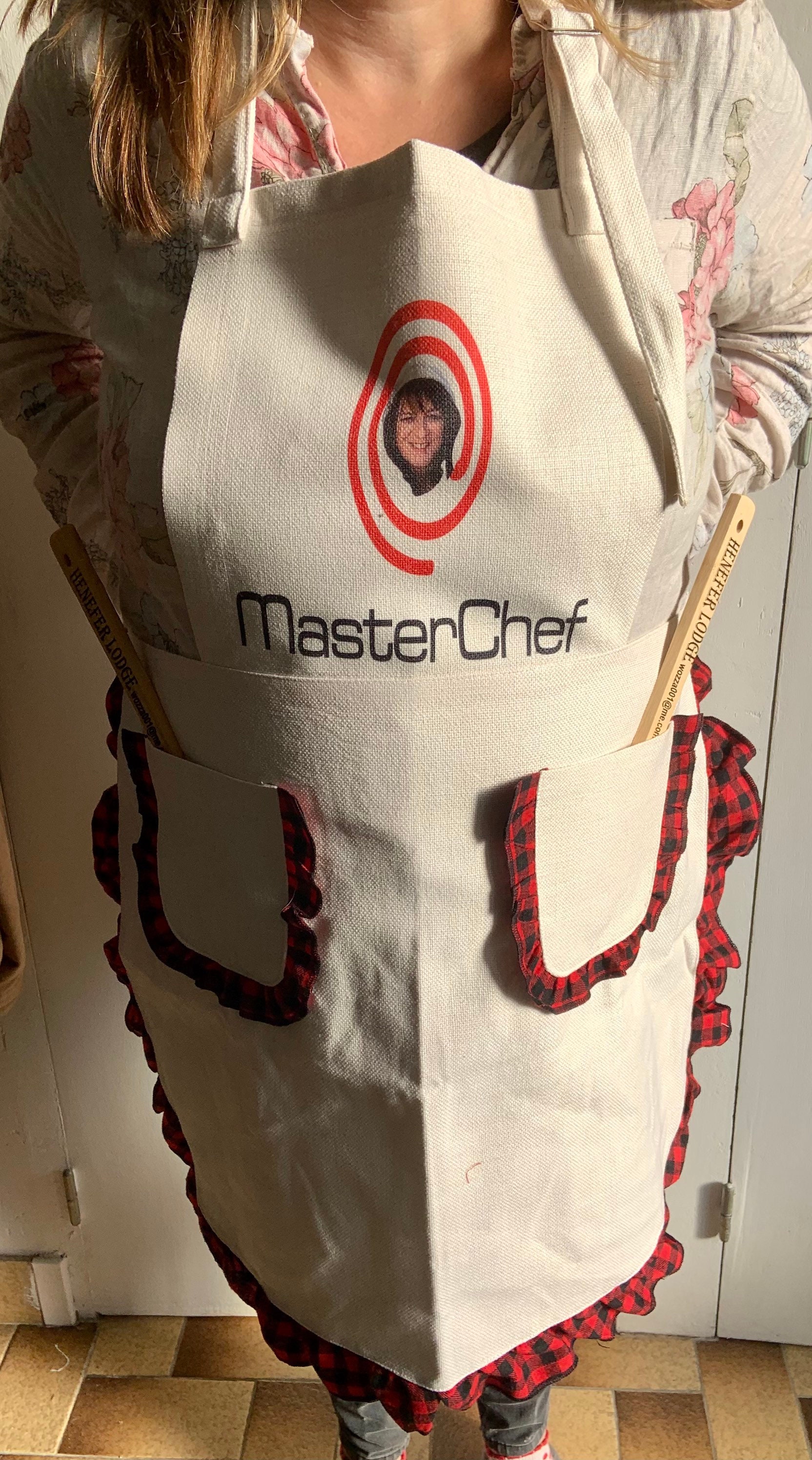 Tablier Personnalisé en Faux Chanvre Réglable Gingham