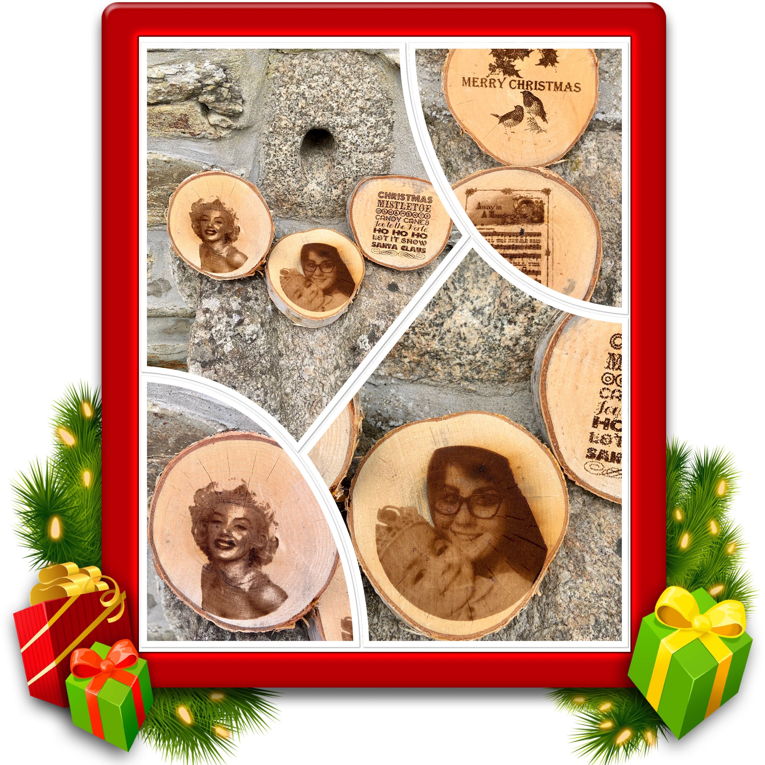 Cintres/Sous-Verres en Bois Gravés Au Laser Double Face Personnalisés à La Main.