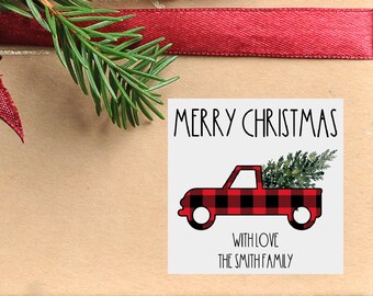 EDITABLE Farmhouse Christmas Gift Tag Template, Personalized Christmas Tag, Sticker Christmas Tags, Party Favor Tag, Teacher Tag, Printable