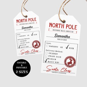 PRINTABLE Santa Gift Tags Template, Personalized North Pole Gift From ...