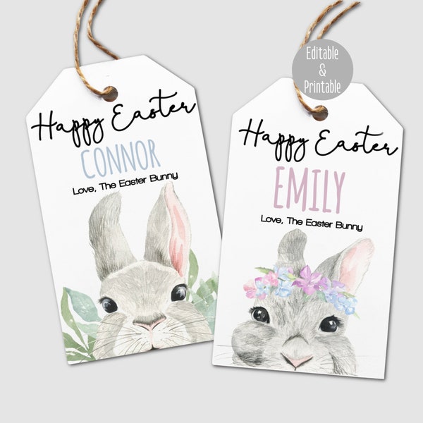 EDITABLE Easter Tags, Easter Basket Tags, Easter Printable, Easter Bunny Tag, Easter Treat Tags, Easter Party Printable, Instant Download,