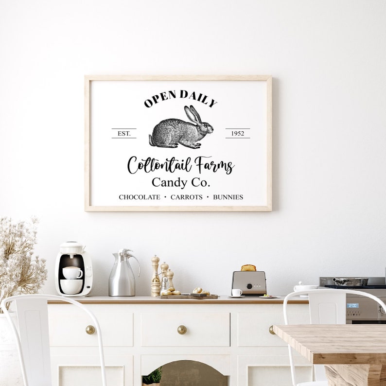 Printable Easter Sign, Easter Bunny Farm Sign, Farmhouse Easter Wall Art, Farmhouse Easter Decor, Digital Download, Cottontail Farms Print image 2