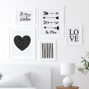 Black & White Stripe Printable Wall Art, Valentines DIY Decor, Valentine Farmhouse Decor, Valentines Gallery Wall Prints, Download image 4