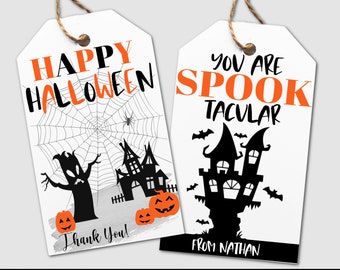 Editable Halloween Favor Tags, Happy Halloween Tags, Boo Gift Tags, Costume Party, Trick or Treat Favor Tags, Birthday Party Tags, Download