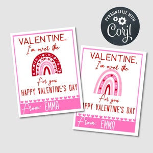 Editable Class Valentine Cards, Valentine Cards for Kids, Classroom Valentine, Teacher Valentine, Coworker valentine, Rainbow Valentine image 1