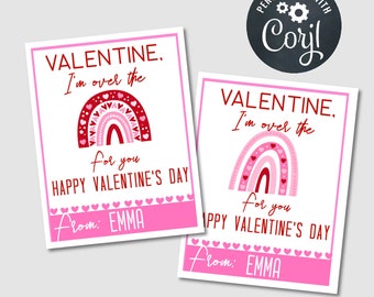 Editable Class Valentine Cards, Valentine Cards for Kids, Classroom Valentine, Teacher Valentine, Coworker valentine, Rainbow Valentine